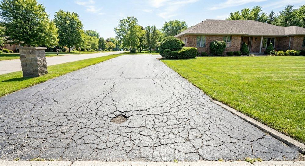 Before: faded, cracked driveway
