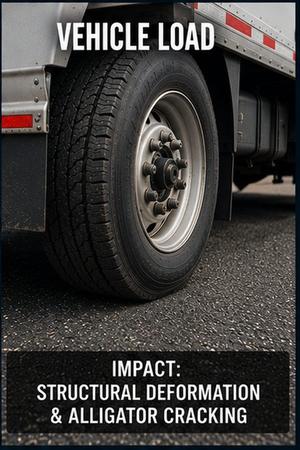 Vehicle load: structural deformation and alligator cracking